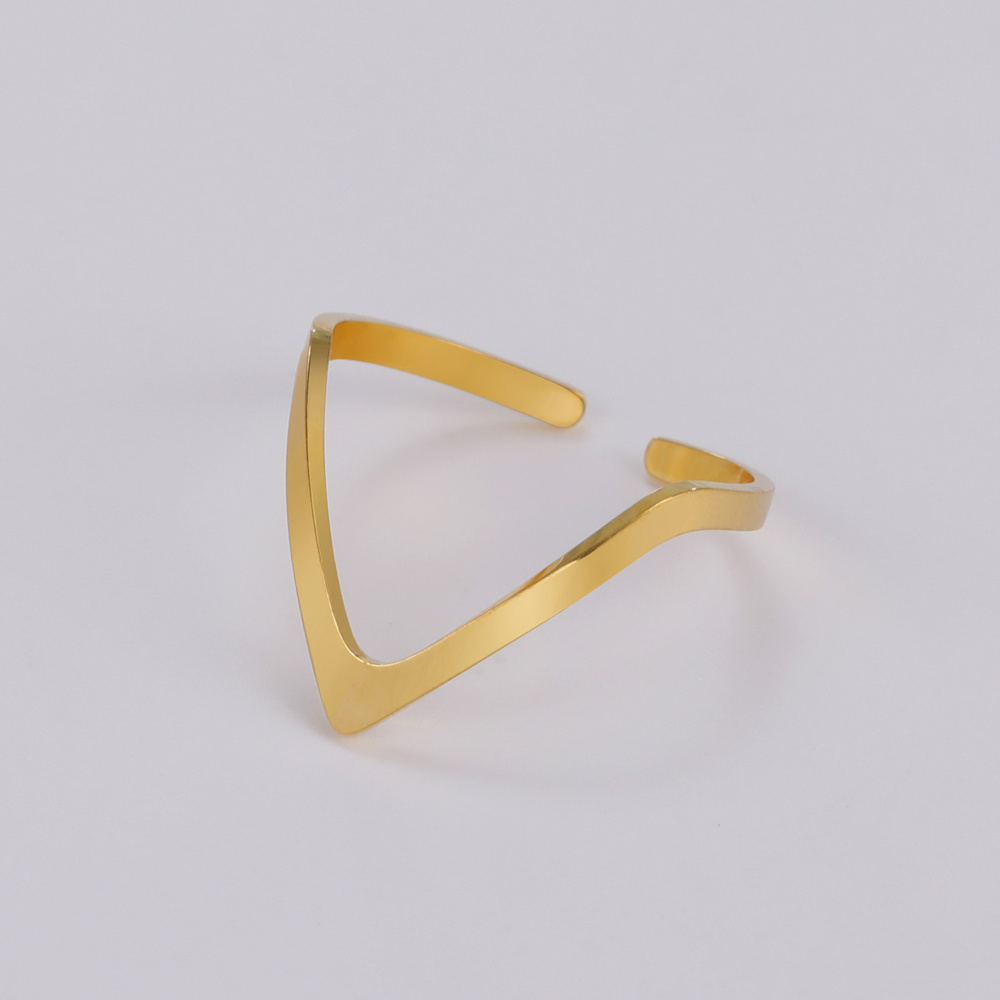 Women's Adjustable Chevron V Ring, Plated Minimalist Jewelry